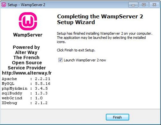 Install WampServer completed